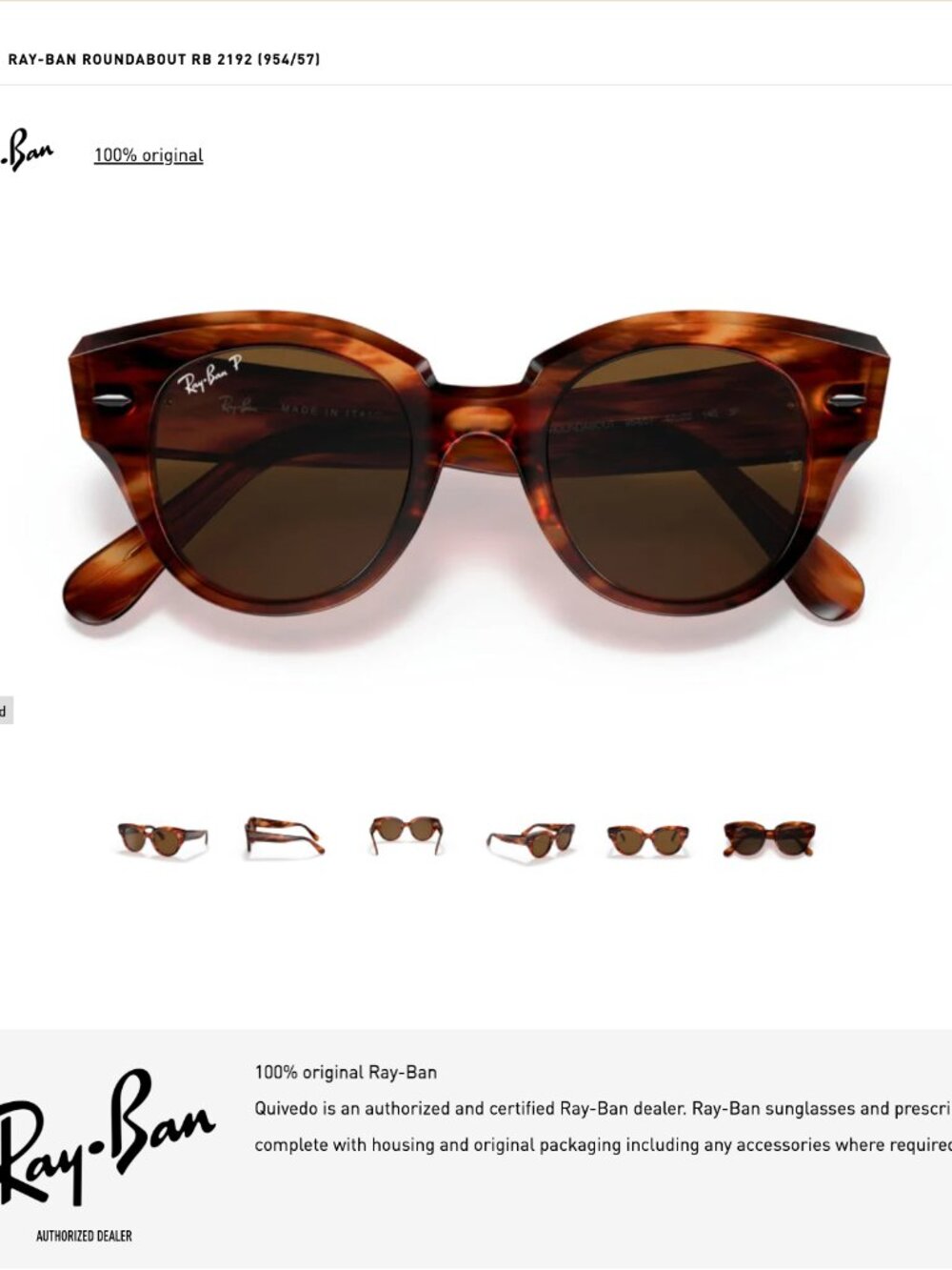 Havana Brown Ray-Ban Roundabout Polarized Sunglasses - Oversized Eyewear Glasses - Picture 6 of 17